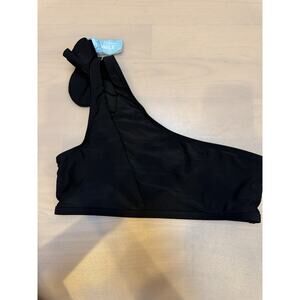 Athmile Bikini Top Womens Large NWT Black One Shoulder Swimwear Removable Pads